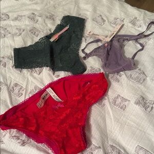 PINK Victoria's Secret Lace Panties - Red, Purple, and Gray